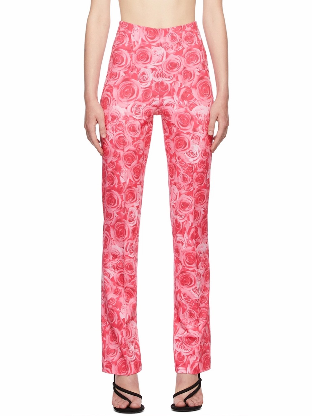 Saks Potts LISSI Pants Size 2 Sexy Rose Print Pink Red Floral Spring Designer